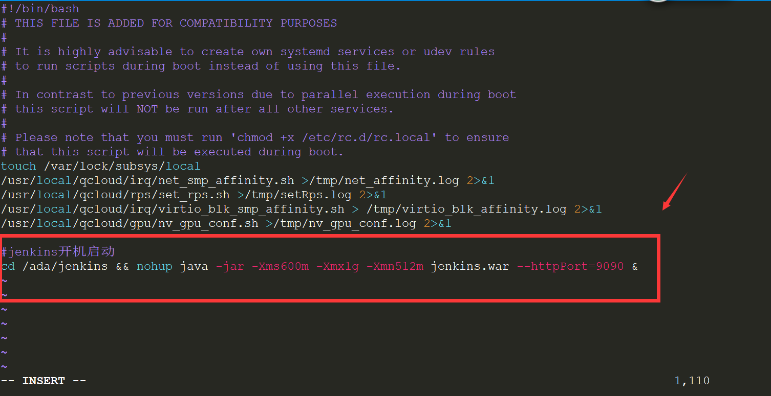 开机自启动 jenkins
