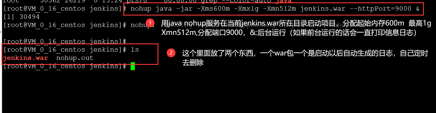 nohup 后台启动 jenkins